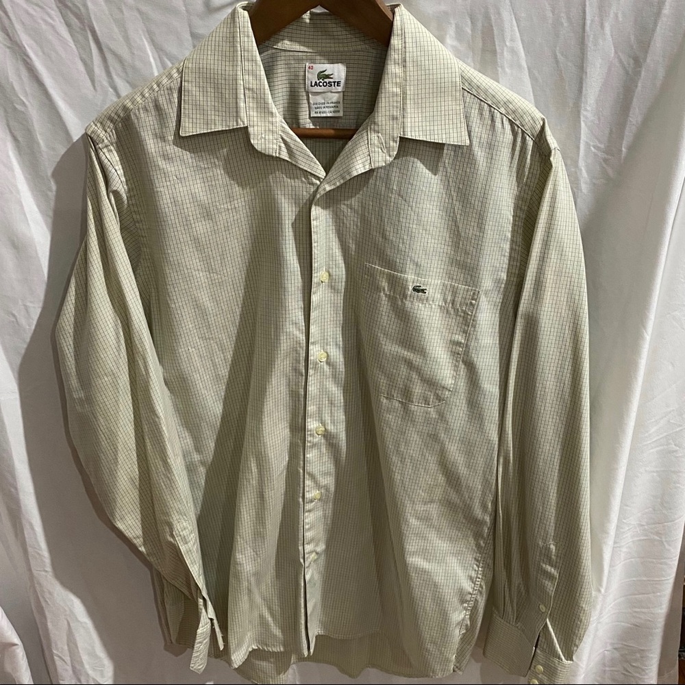 🐊LACOSTE Shirt - Green & White - Size 40(med)